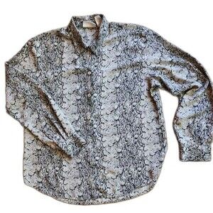 Lizsport Snakeskin Print Long Sleeve Blouse Size Medium